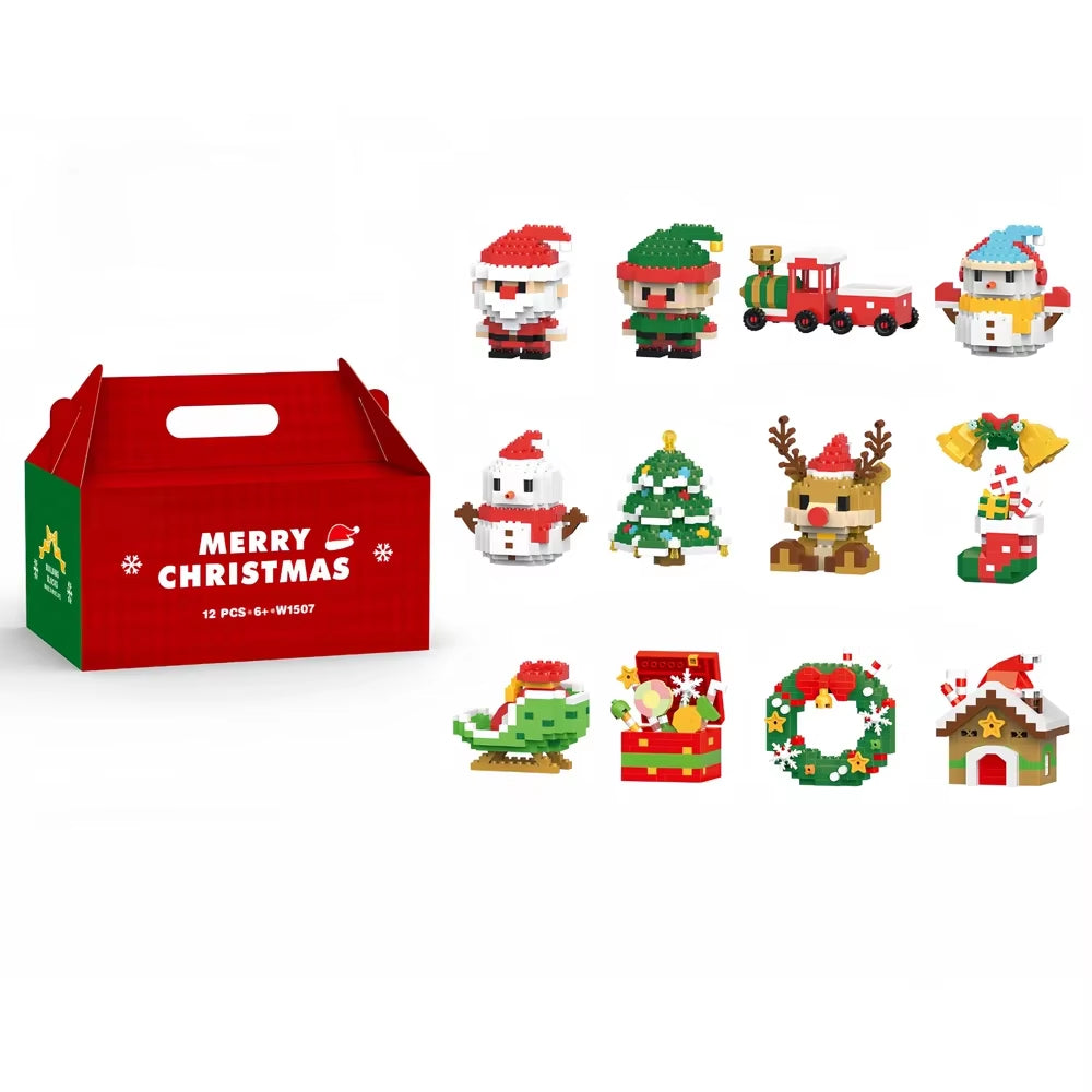 Christmas Micro Mini Building Blocks Toys - Santa Claus, Christmas Tree, Reindeer, Snowman Elements - Perfect Gifts